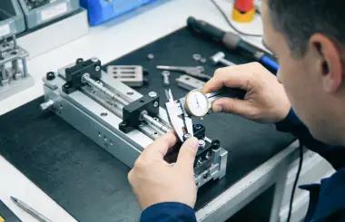 Technician performing manual assembly inspection