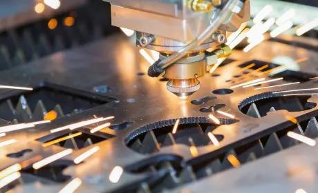 Fiber laser cutting metal with sparks