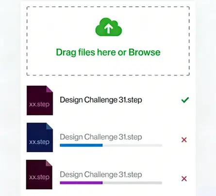 Upload design file interface for on-demand manufacturing quote
