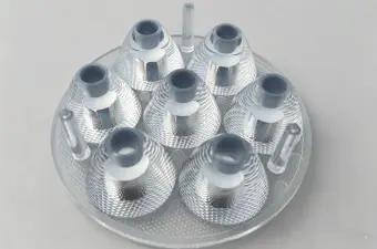 Optical grade resin display and lens components