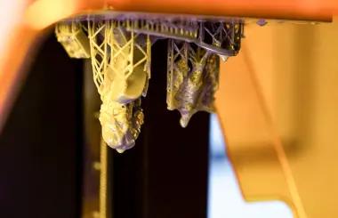 SLA stereolithography resin part raised from the vat