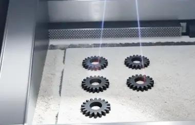 SLS selective laser sintering powder bed with complex parts